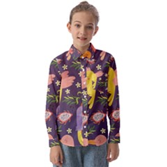 Exotic-seamless-pattern-with-parrots-fruits Kids  Long Sleeve Shirt by Salman4z