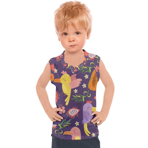 Exotic-seamless-pattern-with-parrots-fruits Kids  Sport Tank Top by Salman4z