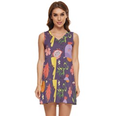 Exotic-seamless-pattern-with-parrots-fruits Tiered Sleeveless Mini Dress by Salman4z