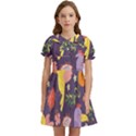 Exotic-seamless-pattern-with-parrots-fruits Kids  Bow Tie Puff Sleeve Dress View1