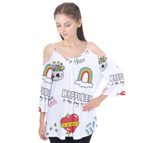 Abstract-fashion-background-suitable-fabric-printing Flutter Sleeve Tee  by Salman4z