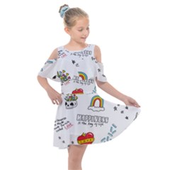 Abstract-fashion-background-suitable-fabric-printing Kids  Shoulder Cutout Chiffon Dress by Salman4z