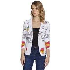 Abstract-fashion-background-suitable-fabric-printing Women s One-button 3/4 Sleeve Short Jacket