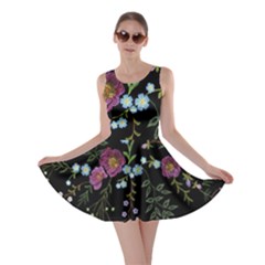 Embroidery-trend-floral-pattern-small-branches-herb-rose Skater Dress by Salman4z