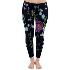 Embroidery-trend-floral-pattern-small-branches-herb-rose Classic Winter Leggings by Salman4z