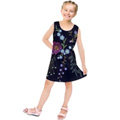 Embroidery-trend-floral-pattern-small-branches-herb-rose Kids  Tunic Dress by Salman4z