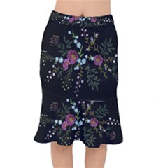 Embroidery-trend-floral-pattern-small-branches-herb-rose Short Mermaid Skirt by Salman4z