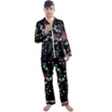 Embroidery-trend-floral-pattern-small-branches-herb-rose Men s Long Sleeve Satin Pajamas Set View1