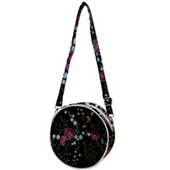 Embroidery-trend-floral-pattern-small-branches-herb-rose Crossbody Circle Bag by Salman4z