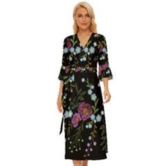 Embroidery-trend-floral-pattern-small-branches-herb-rose Midsummer Wrap Dress by Salman4z