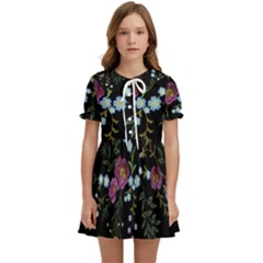 Embroidery-trend-floral-pattern-small-branches-herb-rose Kids  Sweet Collar Dress by Salman4z