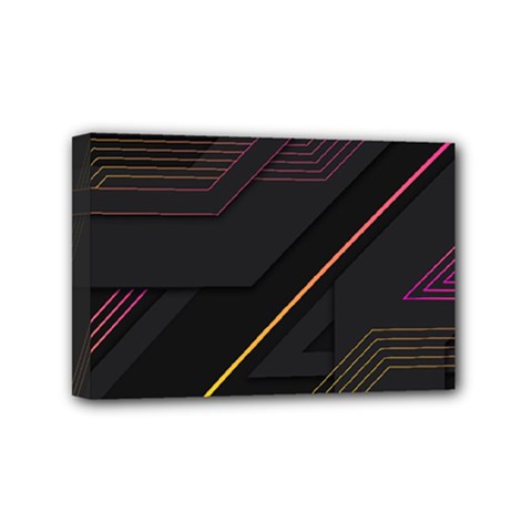 Gradient-geometric-shapes-dark-background Mini Canvas 6  X 4  (stretched) by Salman4z