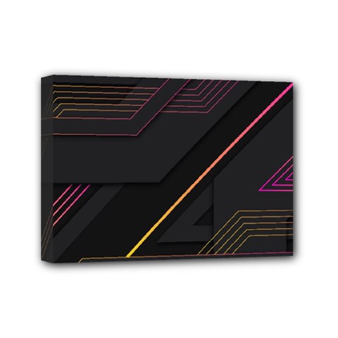 Gradient-geometric-shapes-dark-background Mini Canvas 7  X 5  (stretched) by Salman4z