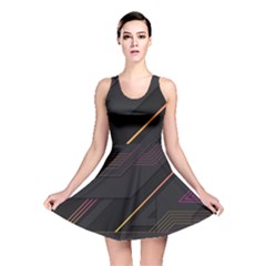 Gradient-geometric-shapes-dark-background Reversible Skater Dress by Salman4z