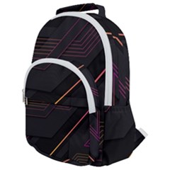 Gradient-geometric-shapes-dark-background Rounded Multi Pocket Backpack by Salman4z