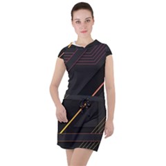 Gradient-geometric-shapes-dark-background Drawstring Hooded Dress by Salman4z