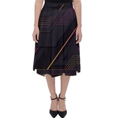 Gradient-geometric-shapes-dark-background Classic Midi Skirt by Salman4z