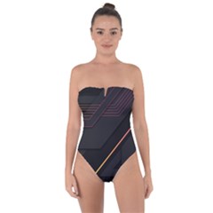 Gradient-geometric-shapes-dark-background Tie Back One Piece Swimsuit by Salman4z