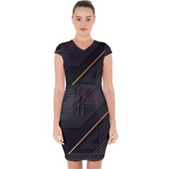 Gradient-geometric-shapes-dark-background Capsleeve Drawstring Dress  by Salman4z