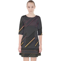 Gradient-geometric-shapes-dark-background Quarter Sleeve Pocket Dress by Salman4z