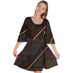 Gradient-geometric-shapes-dark-background Velour Kimono Dress by Salman4z