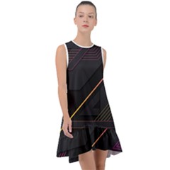 Gradient-geometric-shapes-dark-background Frill Swing Dress by Salman4z