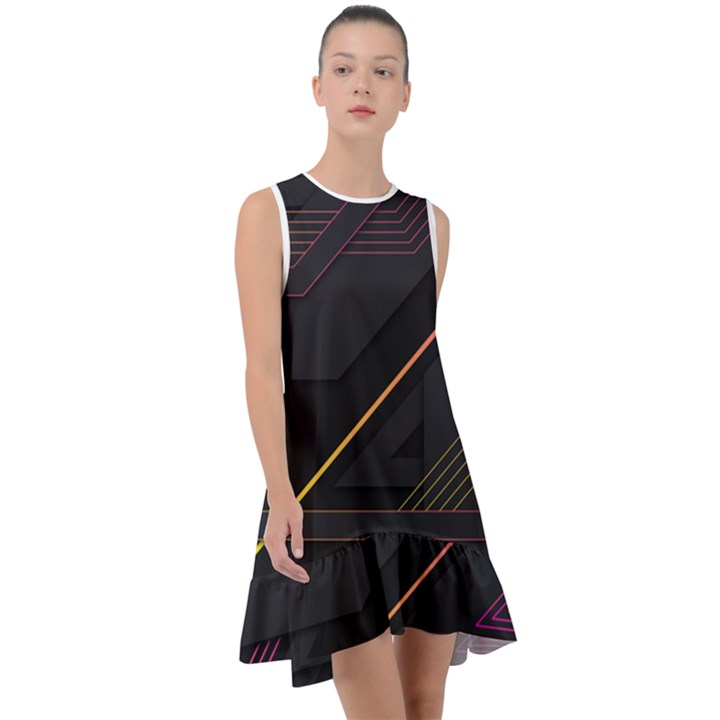 Gradient-geometric-shapes-dark-background Frill Swing Dress