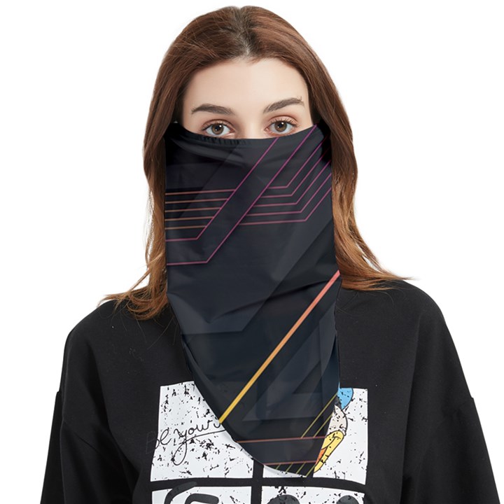 Gradient-geometric-shapes-dark-background Face Covering Bandana (Triangle)