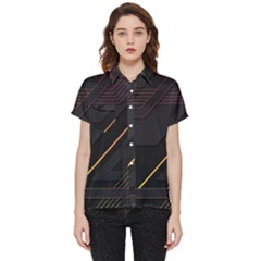 Gradient-geometric-shapes-dark-background Short Sleeve Pocket Shirt by Salman4z