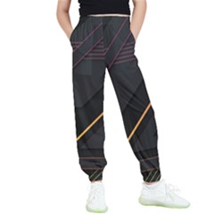 Gradient-geometric-shapes-dark-background Kids  Elastic Waist Pants by Salman4z