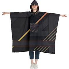 Gradient-geometric-shapes-dark-background Women s Hooded Rain Ponchos