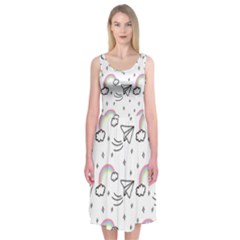 Cute-art-print-pattern Midi Sleeveless Dress by Salman4z