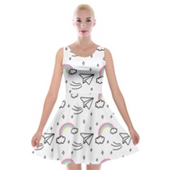 Cute-art-print-pattern Velvet Skater Dress by Salman4z