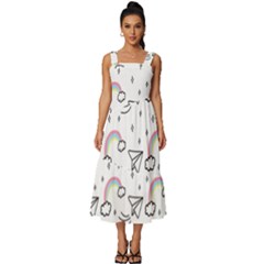 Cute-art-print-pattern Square Neckline Tiered Midi Dress by Salman4z