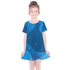 Abstract-classic-blue-background Kids  Simple Cotton Dress by Salman4z