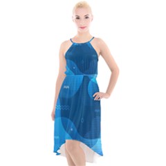 Abstract-classic-blue-background High-low Halter Chiffon Dress  by Salman4z