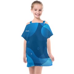 Abstract-classic-blue-background Kids  One Piece Chiffon Dress by Salman4z