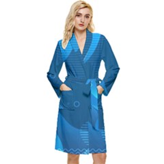 Abstract-classic-blue-background Long Sleeve Velvet Robe