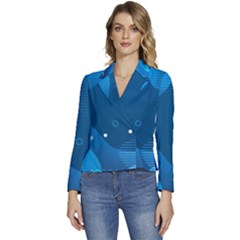 Abstract-classic-blue-background Women s Long Sleeve Revers Collar Cropped Jacket by Salman4z