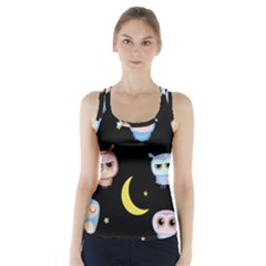 Cute-owl-doodles-with-moon-star-seamless-pattern Racer Back Sports Top by Salman4z