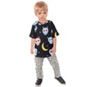 Cute-owl-doodles-with-moon-star-seamless-pattern Kids  Raglan Tee View1