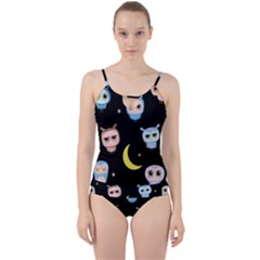 Cute-owl-doodles-with-moon-star-seamless-pattern Cut Out Top Tankini Set by Salman4z