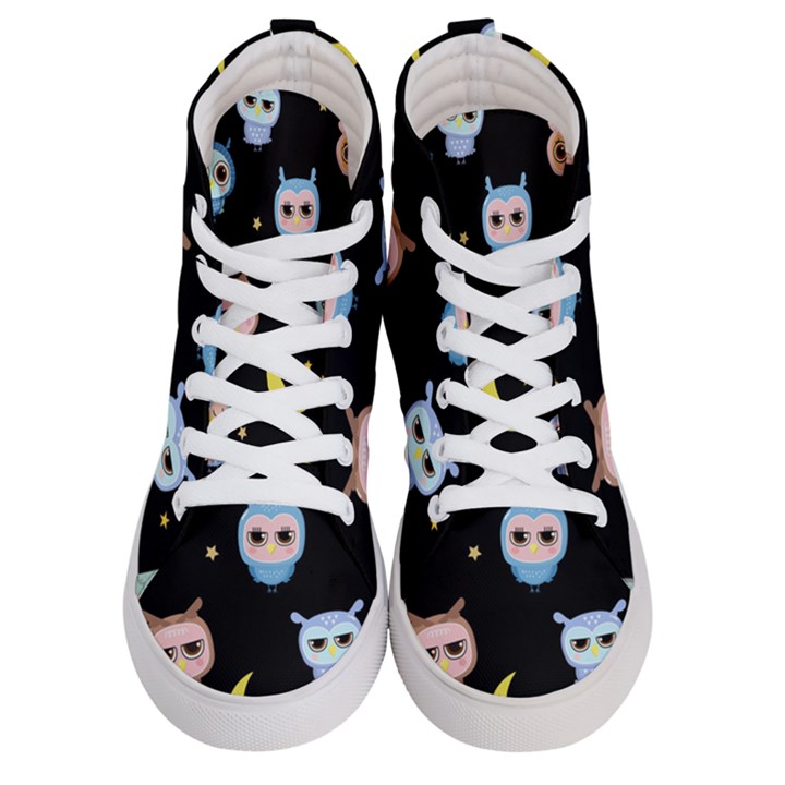 Cute-owl-doodles-with-moon-star-seamless-pattern Men s Hi-Top Skate Sneakers