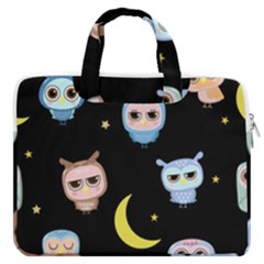 Cute-owl-doodles-with-moon-star-seamless-pattern Macbook Pro 16  Double Pocket Laptop Bag  by Salman4z