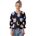 Cute-owl-doodles-with-moon-star-seamless-pattern Kids  Cuff Sleeve Top View1