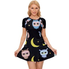 Cute-owl-doodles-with-moon-star-seamless-pattern Women s Sports Wear Set by Salman4z