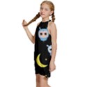 Cute-owl-doodles-with-moon-star-seamless-pattern Kids  Halter Collar Waist Tie Chiffon Dress View2