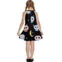 Cute-owl-doodles-with-moon-star-seamless-pattern Kids  Halter Collar Waist Tie Chiffon Dress View4