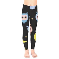 Cute-owl-doodles-with-moon-star-seamless-pattern Kids  Classic Winter Leggings by Salman4z