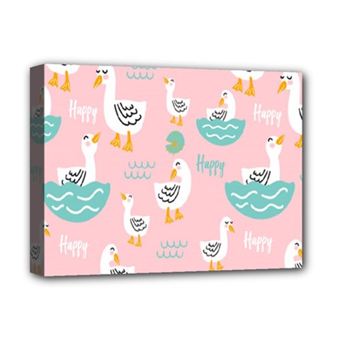 Cute-happy-duck-gift-card-design-seamless-pattern-template Deluxe Canvas 16  X 12  (stretched)  by Salman4z